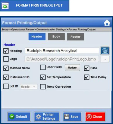 Digital Polarimeter - Format Printing - Output